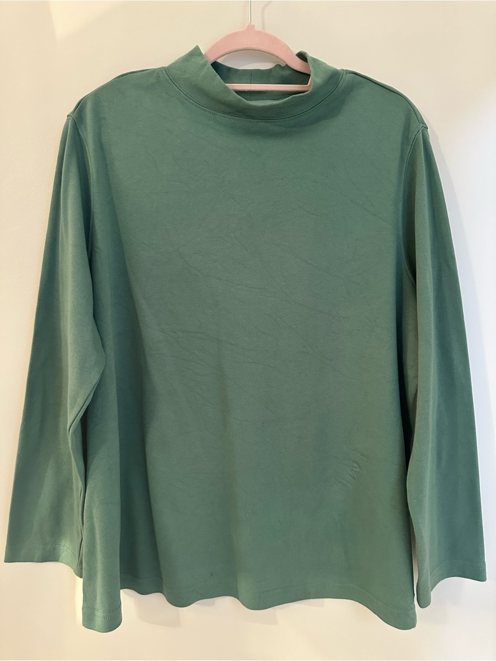 Vicki Wayne Sage Green Mock Neck Long Sleeve Top Size 1X Cotton Blend
